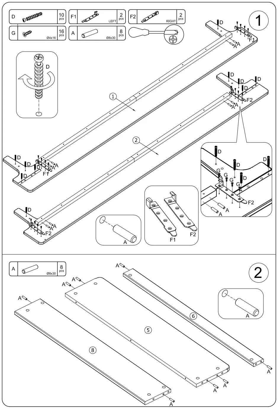 Oeuf ek72040 River Twin Bed - Parts list 1