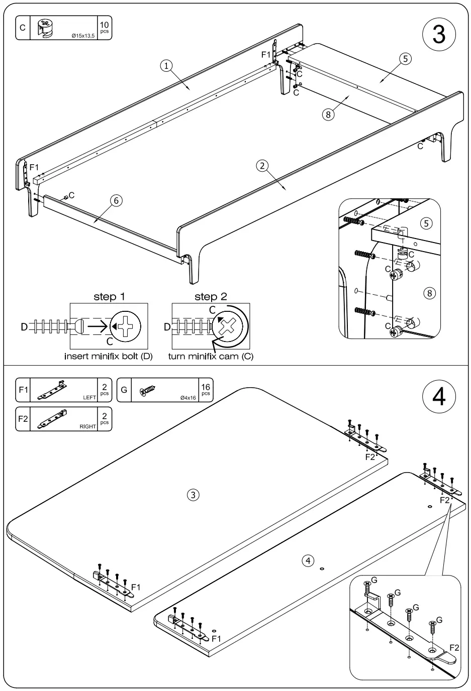 Oeuf ek72040 River Twin Bed - Parts list 2