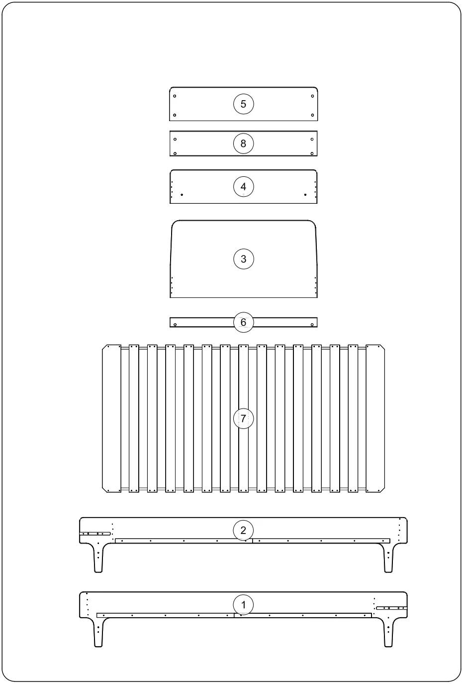 Oeuf ek72040 River Twin Bed - Parts list