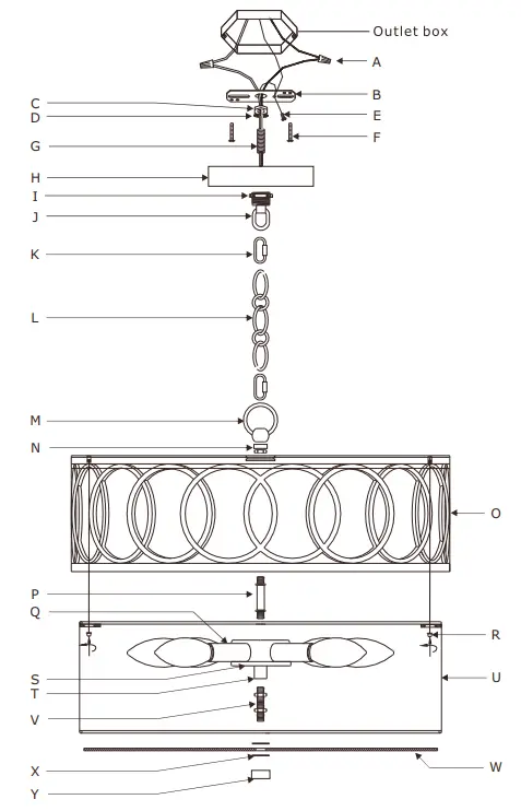 CRYSTORAMA 287-GA Graham Six Light Chandelier - part