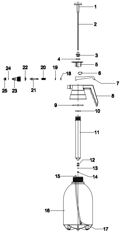 HARBOR FREIGHT 56167 0.5 Gallon Multi Purpose Sprayer - Diagram