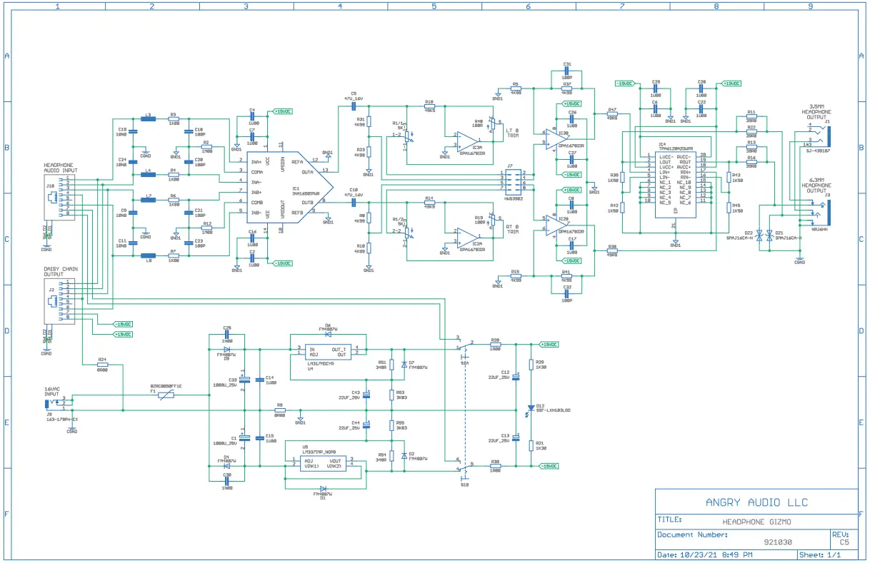 ANGRY AUDIO 991030 Headphone Gizmo - Schematics