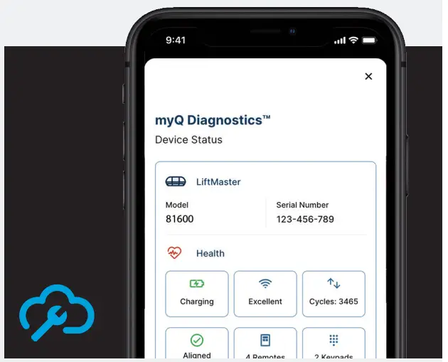 LiftMaster 81600 DC Chain Drive Wi Fi Garage Door Opener - myQ Diagnostics