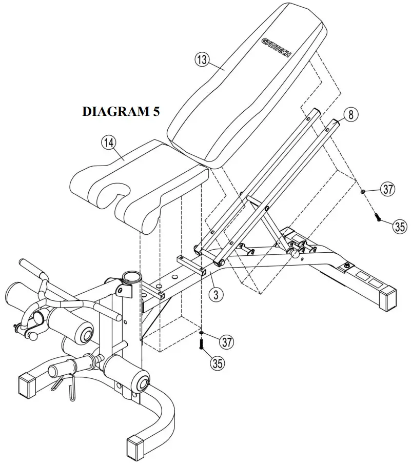 Taloon com GM-280 Pull Runner Exercise Bench - DIAGRAM 5