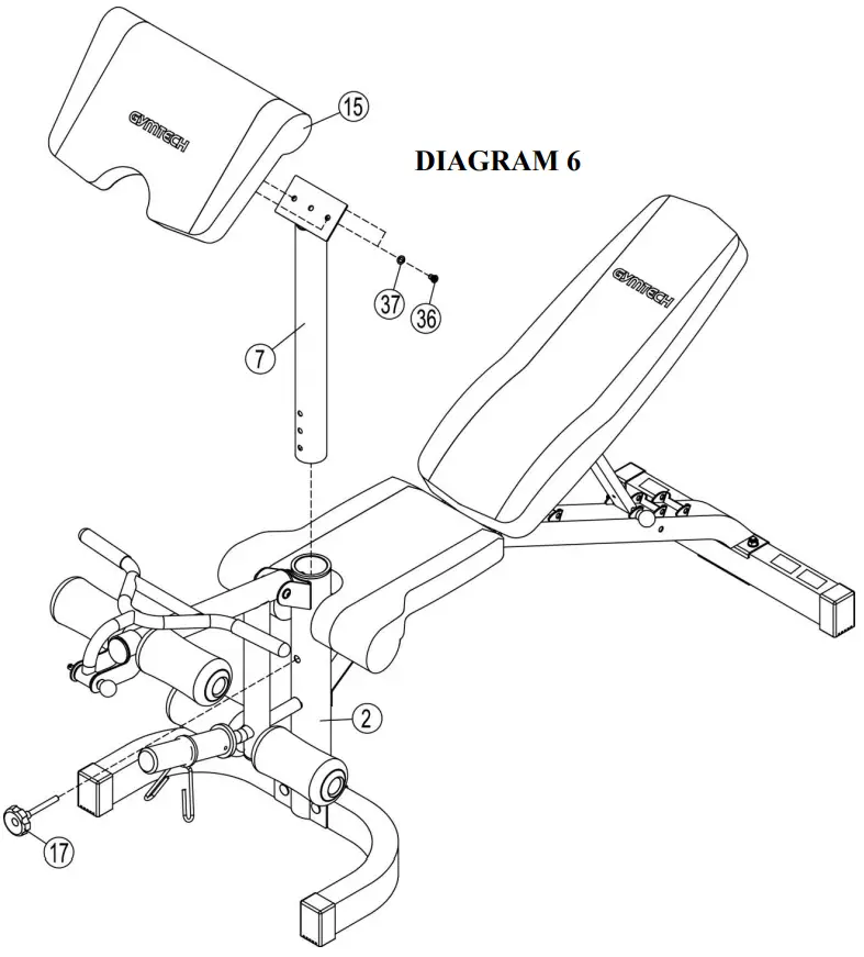 Taloon com GM-280 Pull Runner Exercise Bench - DIAGRAM 6