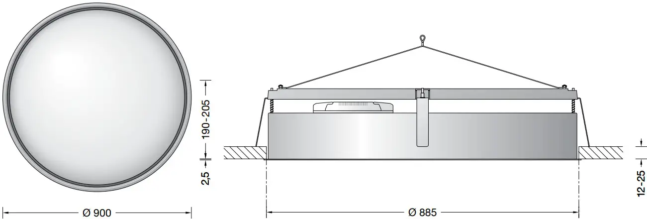 BEGA 50 845 2 Large Area Recessed Ceiling Luminaire