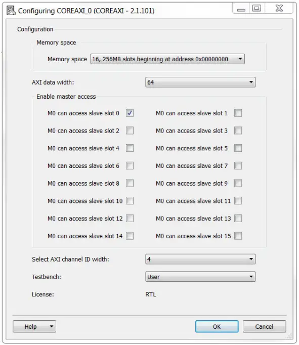 Microsemi SmartFusion2 MSS Creating a Design - CoreAXI Configuration 2