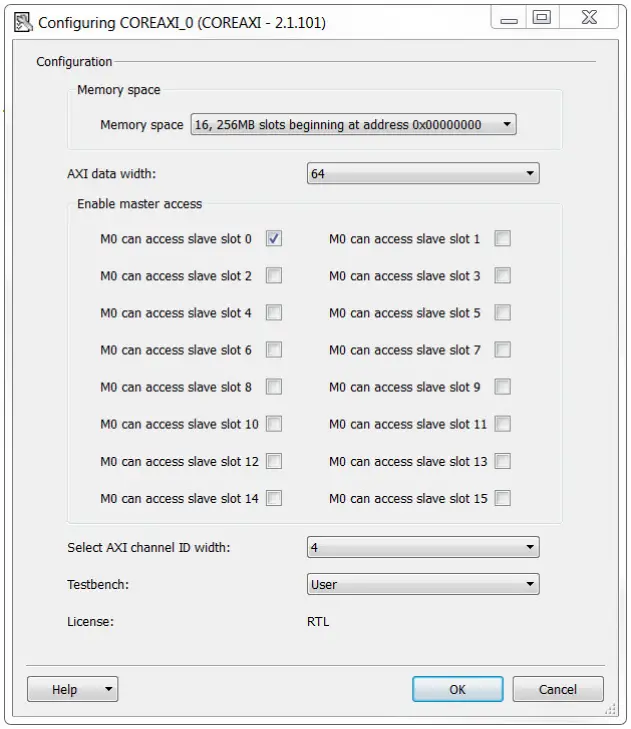 Microsemi SmartFusion2 MSS Creating a Design - CoreAXI Configuration