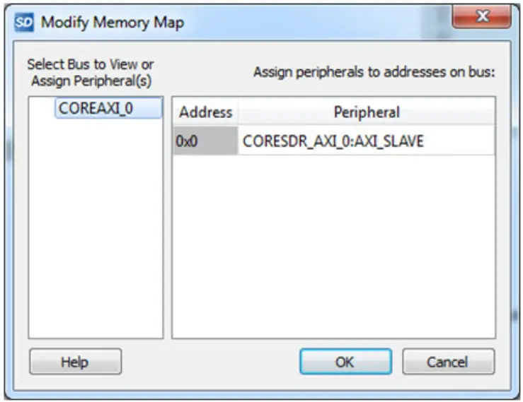 Microsemi SmartFusion2 MSS Creating a Design - Map Dialog Box