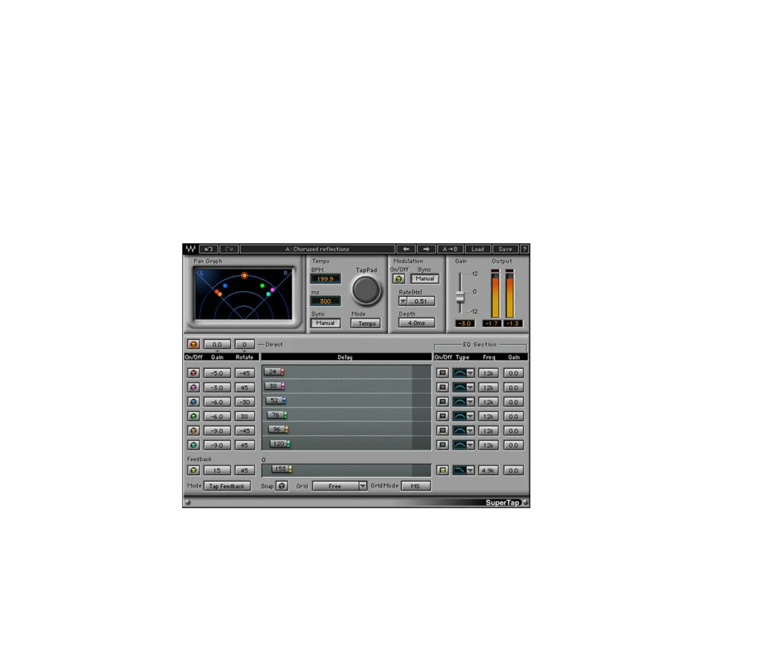 Waves Supertap Multi-tap Delay Plug-in Instruction Manual