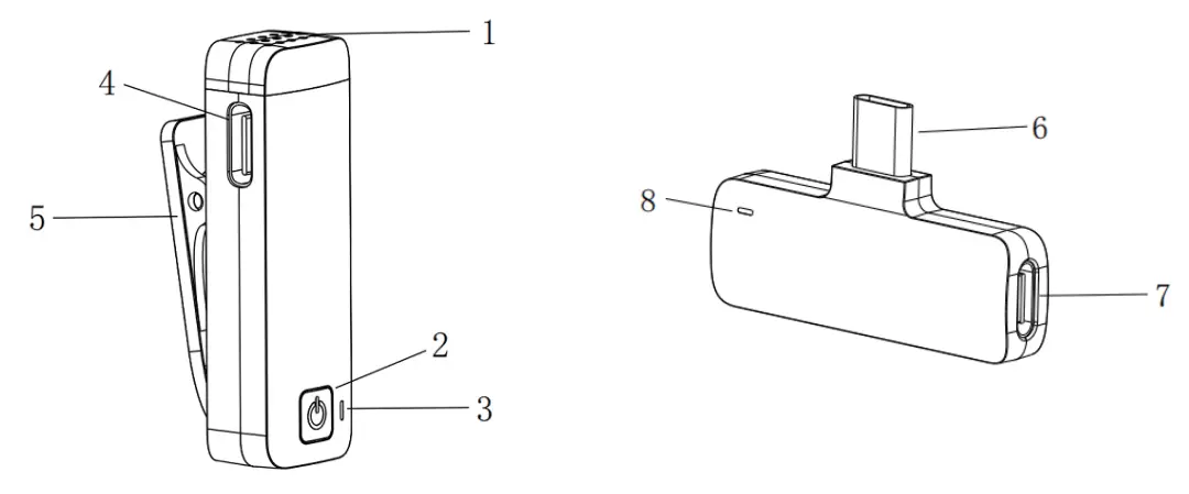 YAOWEI GT10 Wireless Microphone - Diagram