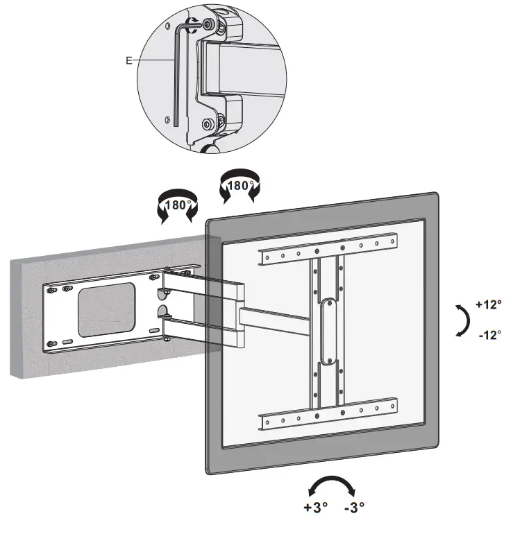 FONESTAR MOV-443L Full Motion Tv Wall Mount - ACCESSORIES INCLUDED 7