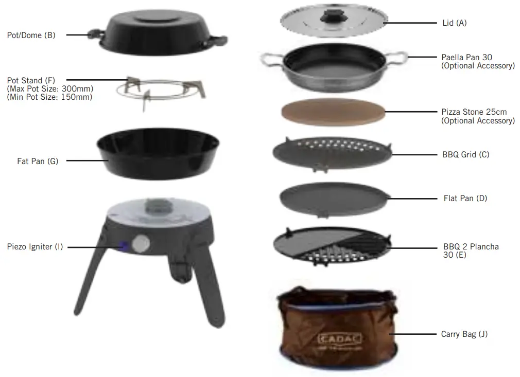 CADAC 6540H0 Safari Chef 30 Ultra Compact Gas BBQ - pressure model