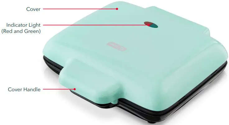 DASH DNMWM400 No Drip Waffle Maker - PARTS & FEATURES 1