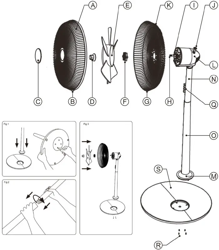 BLAUPUNKT BP2009 Stand Fan - PART DESCRIPTION