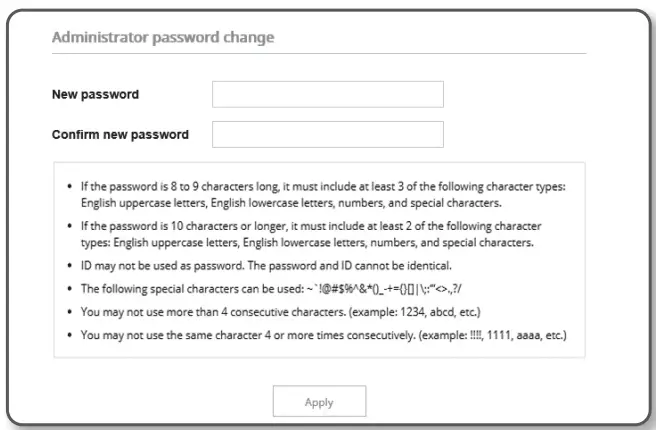 WISeNeT ANE-L6012R Network Camera - PASSWORD SETTING