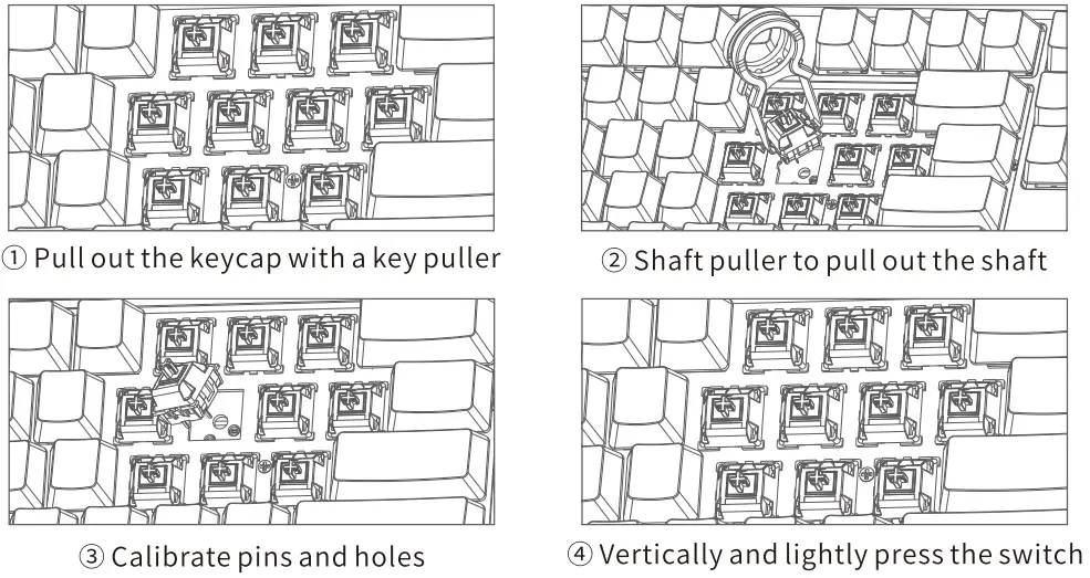 AJAZZ AK992 BT Three Modes Mechanical Keyboard - Plug Operation Steps