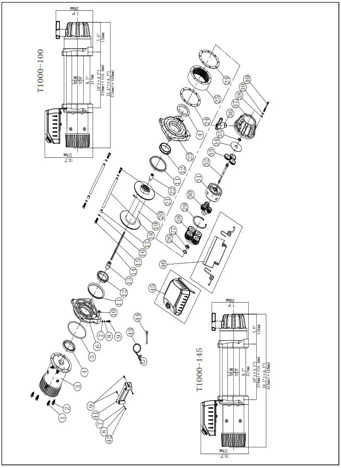 WARRIOR WINCHES T125S12 Electric Winch - WINCH ASSEMBLY DRAWING 1