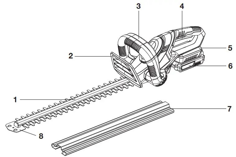 HAWKSMOOR 78886 18V Cordless Hedge Trimmer - IDENTIFICATIONS