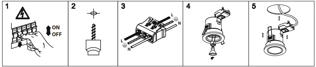 ELECTRALITE BeBa 25914 Chrome Fixed IP20 Fire Rated Downlight - INSTALLATION INSTRUCTIONS