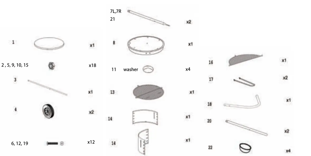VAGGAN BQ-A18 BBQ Charcoal Barbecue with Lid-fig1