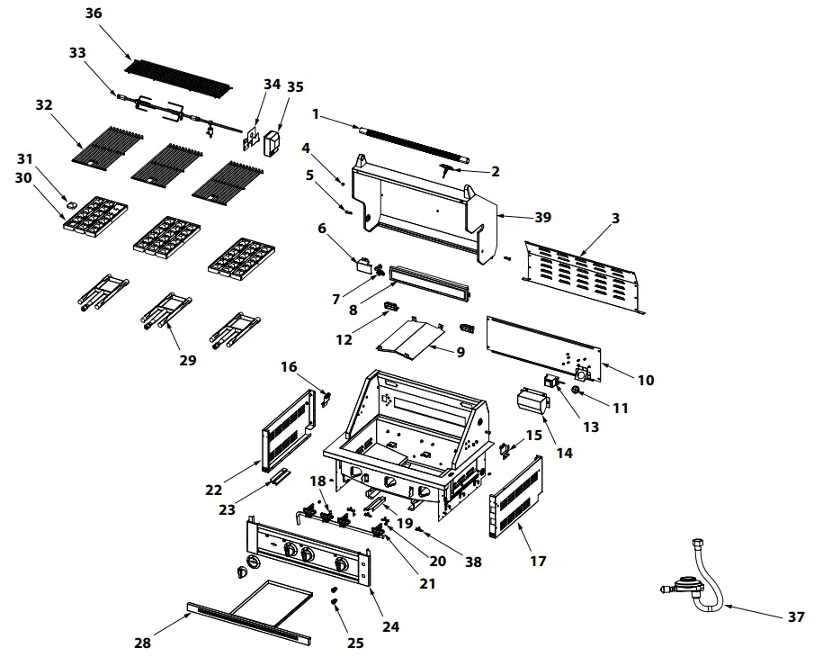 NEWAGE 66913 36 Inch Liquid Propane 5 Burner Grill - fig 22