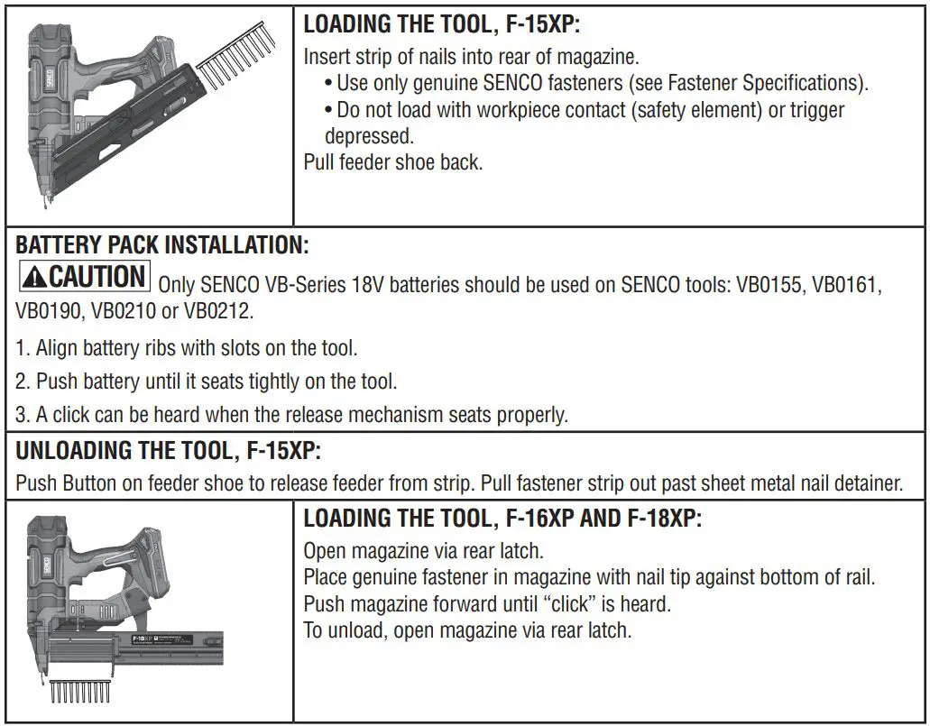 FUSION F-15XP Cordless Finish Nailers Instruction Manual - Tool Operation