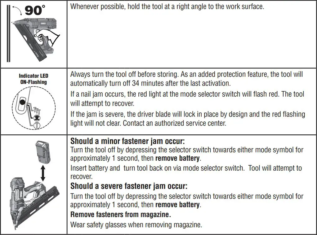 FUSION F-15XP Cordless Finish Nailers Instruction Manual - Tool Operation