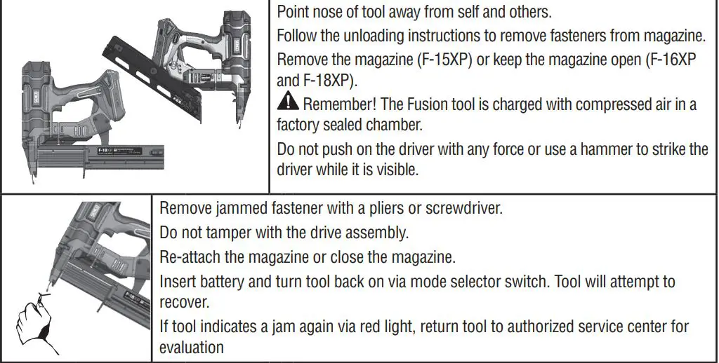 FUSION F-15XP Cordless Finish Nailers Instruction Manual - Tool Operation