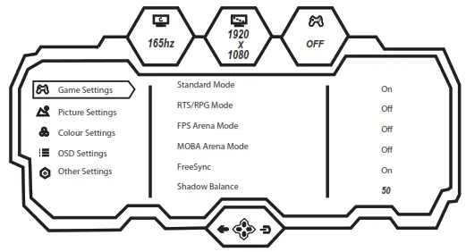 ADX A24GMF22 FIRESIGHT HF165 24 Inch 165Hz Gaming Monitor - Settings2