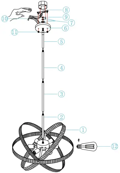 Vanity Art SJR30106BK BD 6 Light Unique Globe Pendant - Assembly