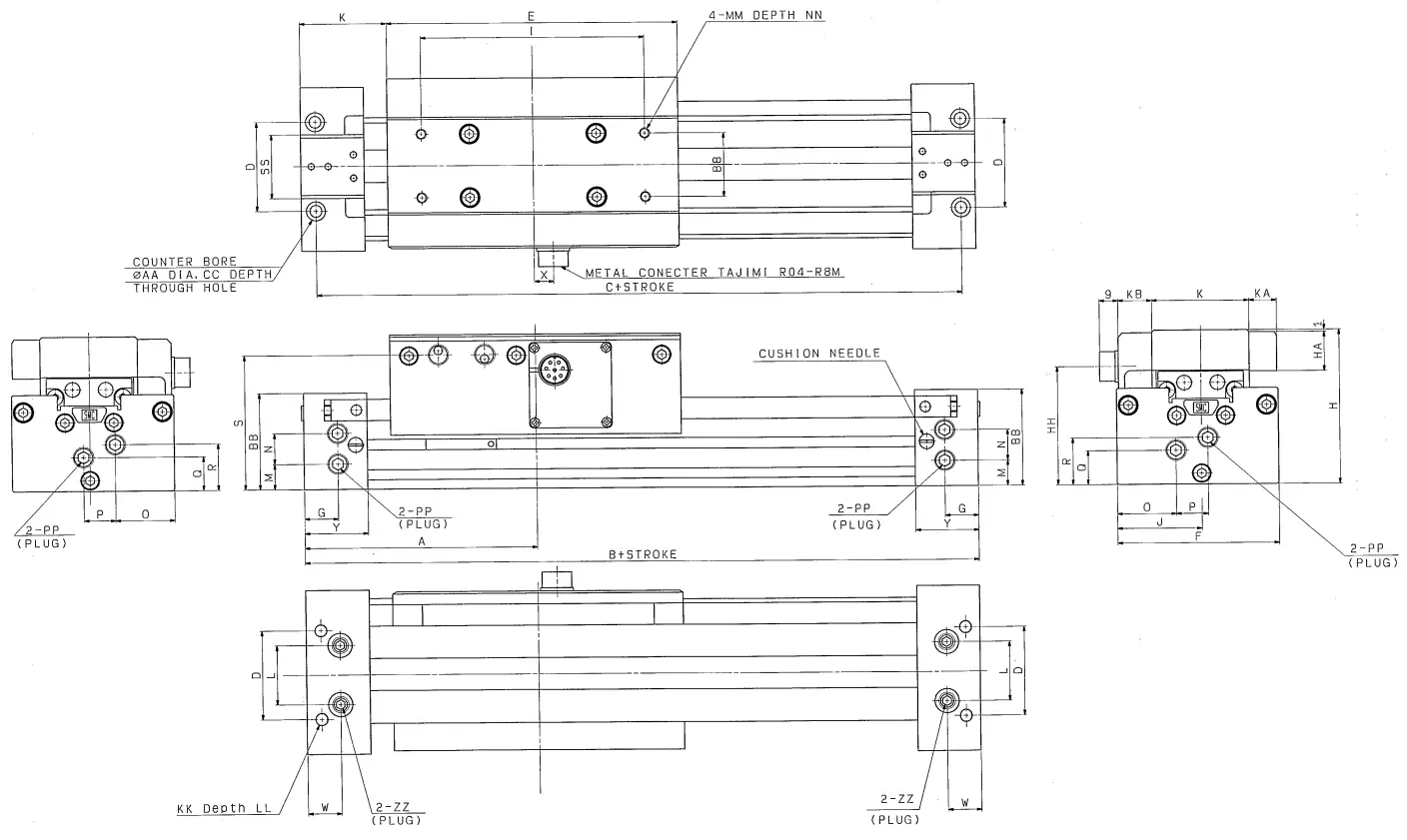 SMC ML2B Series Hyrodless Monosashi Kun Stroke Reading Cylinder - Figure 6