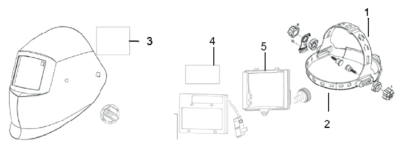 UNIVERSAL HORIZON 9-13 Automatic Welding Helmet - PARTS LIST