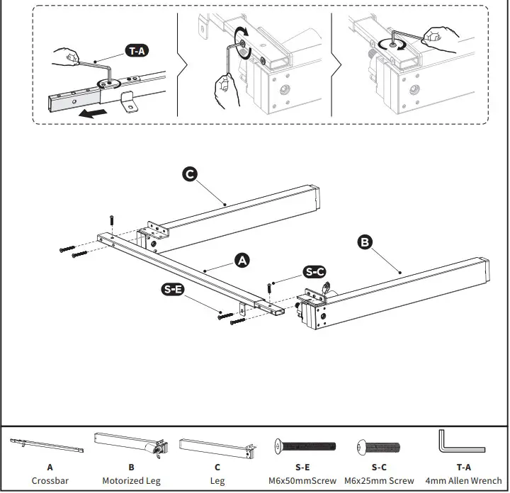 V I V O DESK-V102E Black Electric Single Motor Desk Frame - ASSEMBLY STEPS 1