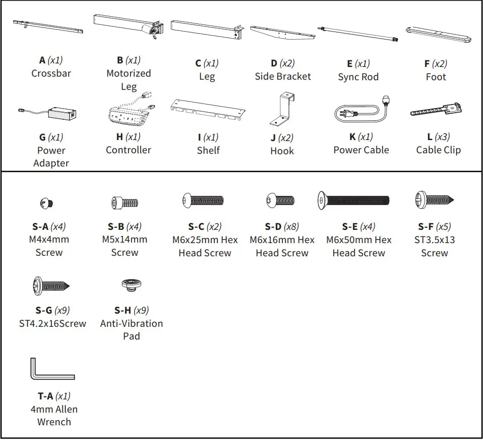 V I V O DESK-V102E Black Electric Single Motor Desk Frame - parts