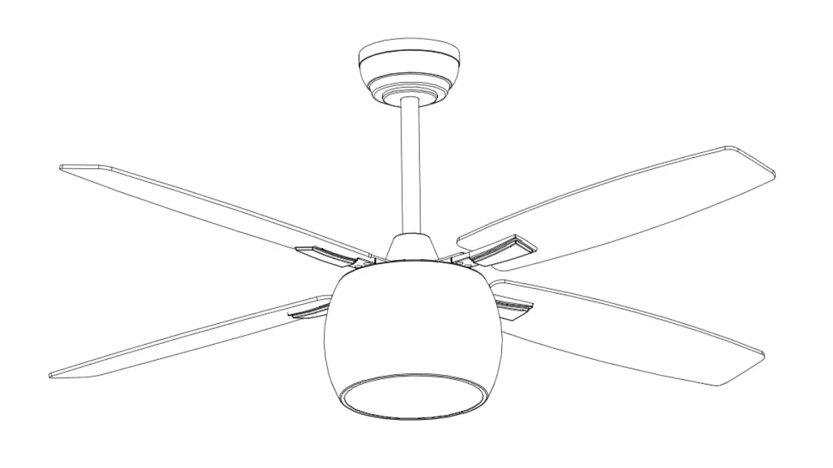 Edvivi FFG7705BK 52 Inch Integrated LED Indoor Matte Black 5-Blade Reversible Ceiling Fan