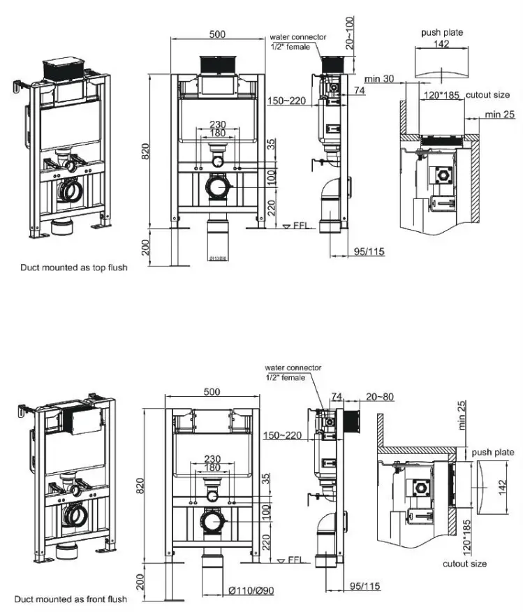 better bathrooms BeBa 28672 Frame and Chrome Flush Plate - figure