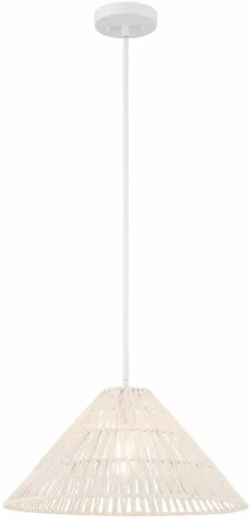 ACROMA 8401WRT 1-Light Rattan Pendant-MatteWhite