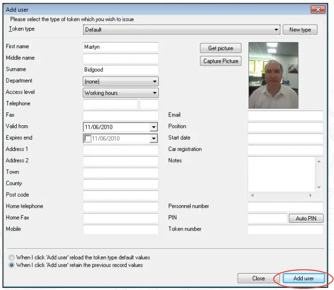Paxton APN 1092 Integrating Web Cam - New user records 2