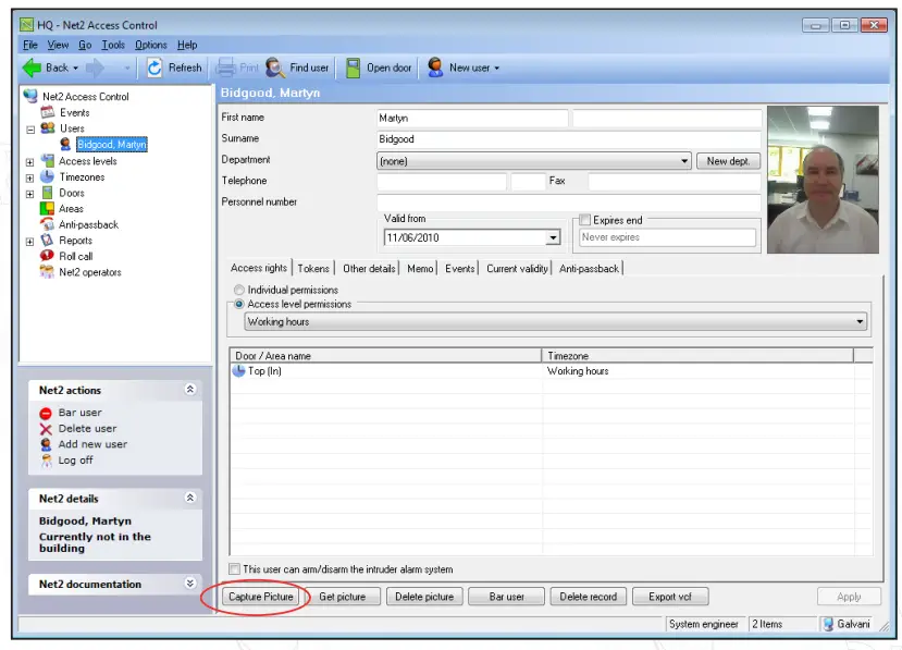 Paxton APN 1092 Integrating Web Cam - New user records 3