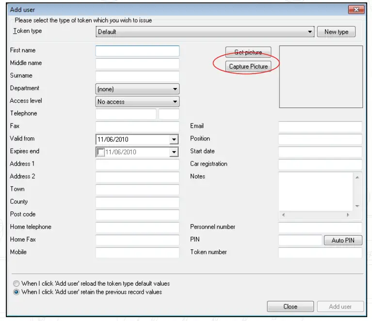 Paxton APN 1092 Integrating Web Cam - New user records