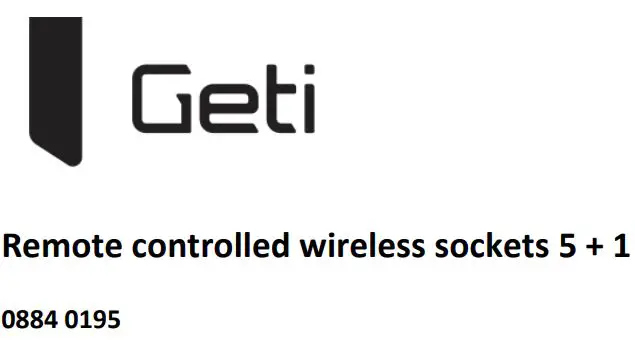 Geti 0884 0195 Remote Controlled Wireless Sockets 5 + 1 User Manual