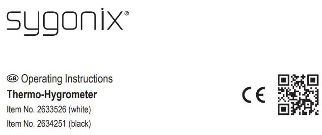 Sygonix 2633526 Thermo Hygrometer User Manual