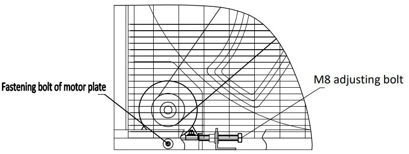 iwata TORNADO EXF-32T Propeller Fan User Manual - Schematic diagram for adjusting belt tension