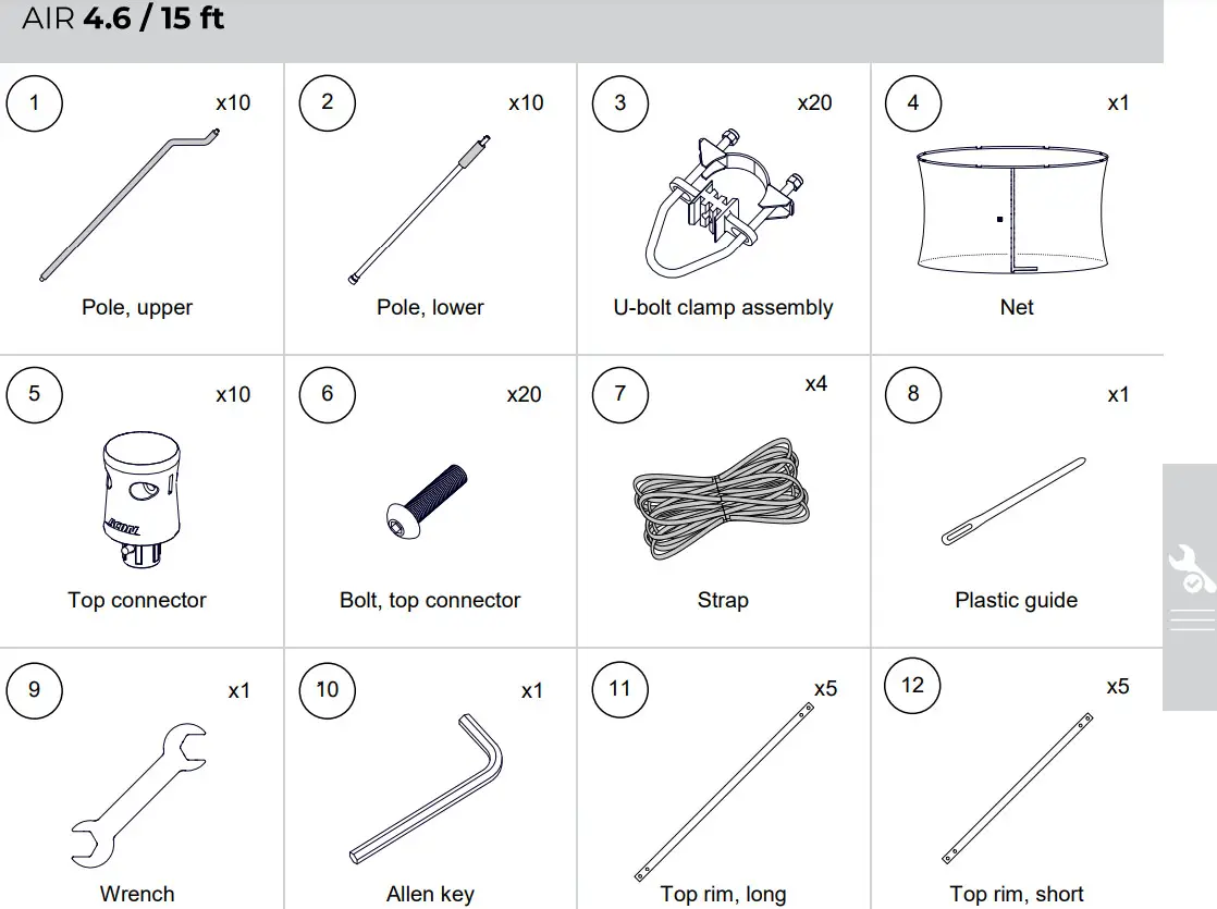 ACON Premium Trampoline Enclosure - PARTS LIST 2