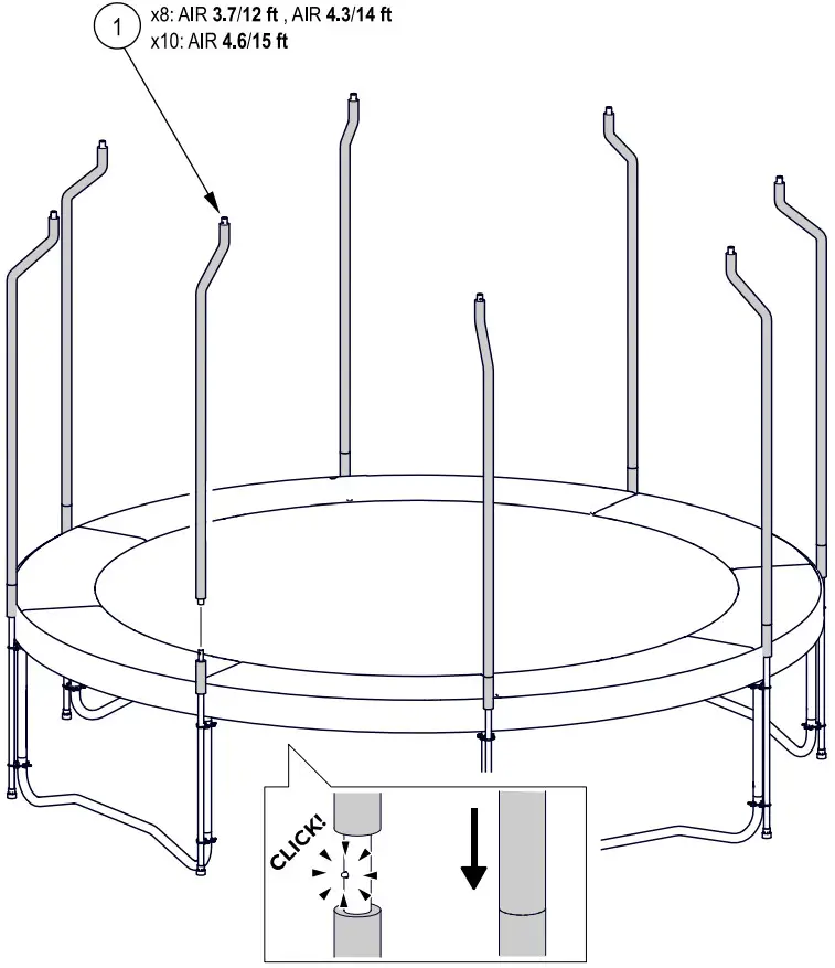 ACON Premium Trampoline Enclosure - lower poles