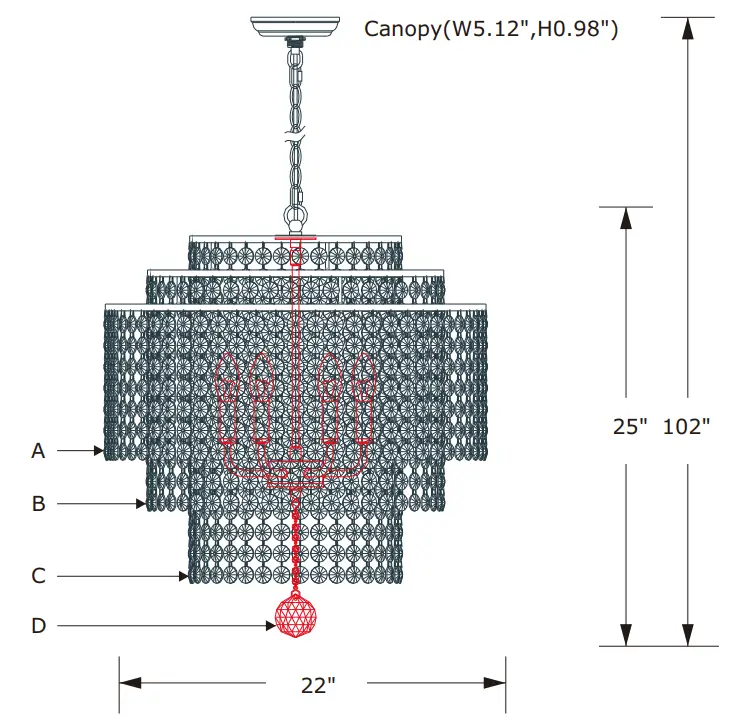 CRYSTORAMA GAB B7305 GA Gabrielle Six Light Chandelier