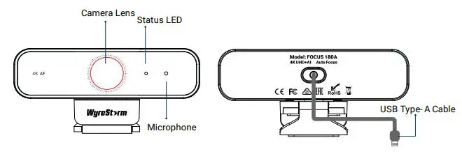 WyreStorm FOCUS 180A 4K Autofocus AI Webcam User Guide - Product Overview