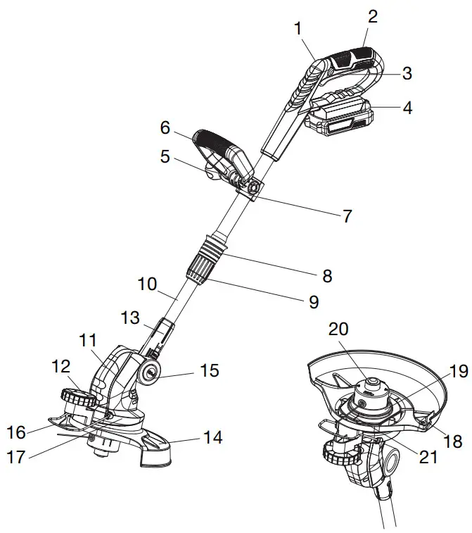 HAWKSMOOR 95074 18V Cordless Grass Trimmer - DESCRIPTION
