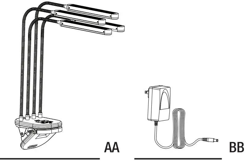 FEIT Electric GLP29 Series 40W LED 4 Flexible Head Grow Light with Clamp - Package Contents
